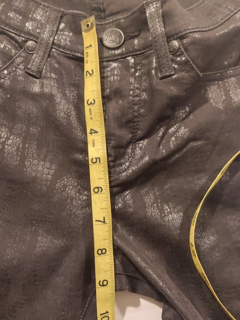Rock & Republic Berlin Skinny Jeans Metallic Coated Black Women’s Size 6 - Picture 7 of 8